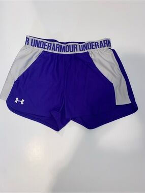 Under Armour Women's Purple/Blue Athletic Shorts with White Accents